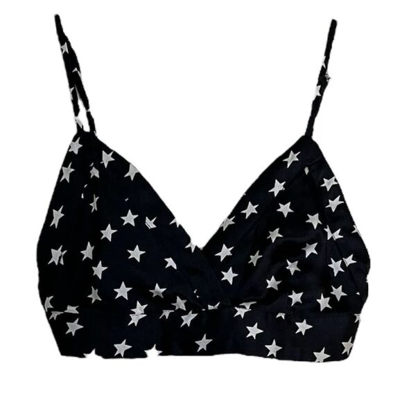 Nasty Gal 3-Pc Pajama Shorts Shirt Bralette Set Underneath The Stars NWOT Size 4 - Picture 3 of 9